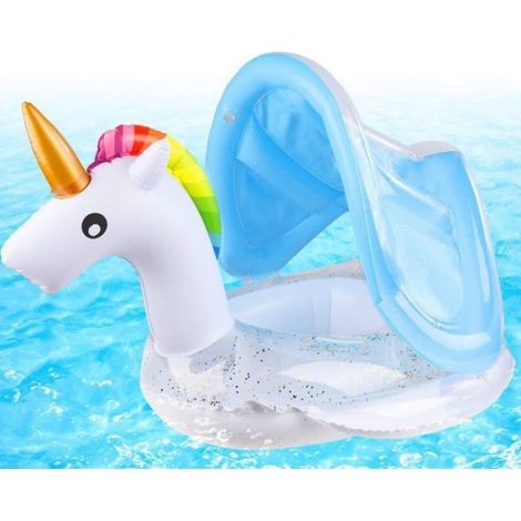Bouée De Natation - Licorne Gonflable Avec Pare-Soleil Pour Bébé Et Enfants - 1 Pièce (1/4)