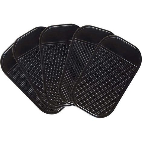 Lntyq Tapis Collant Anti-Glisse pour Voiture 5 PCS Coussinets Collantes Réutilisables Tapis Antidérapant pour Tableau de Bord Voiture Téléphone Portable Pièces de Monnaie 13x7cm Noir