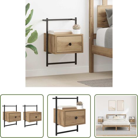 Rangement chambre - Cabinet de chevet 2 pcs Chêne artisanal 35 x 30 x 51 cm (1/5)