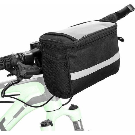 Sacoche de guidon de vélo - étanche - sac isotherme avec bandes réfléchissantes - téléphone portable, cartes ou système de navigation Pour les voyages, le géocaching, le plein air et le sport (1/5)