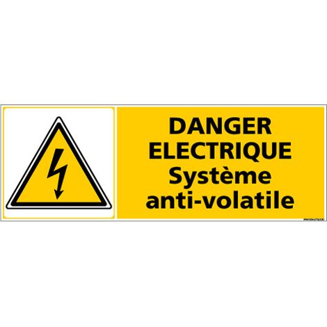 Signalisation danger électrique (C1362) - Plastique PVC 1,5 mm - 210 x 75 mm