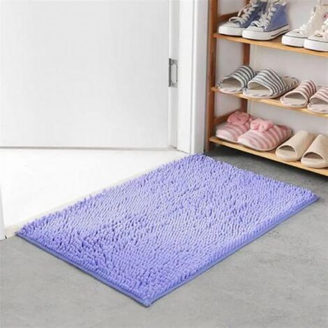 Tapis Antidérapant - Chenille Microfibre - 60 x 40 cm - Violet - Pour Salle De Bain Cuisine Couloir Chambre Salon (1/5)