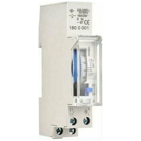 SNQ – Minuterie mécanique 24H – Programmable 15 min – Installation sur rail DIN – Tension AC220-240V – Batterie intégrée NI-MH 1,2V 40mAh
