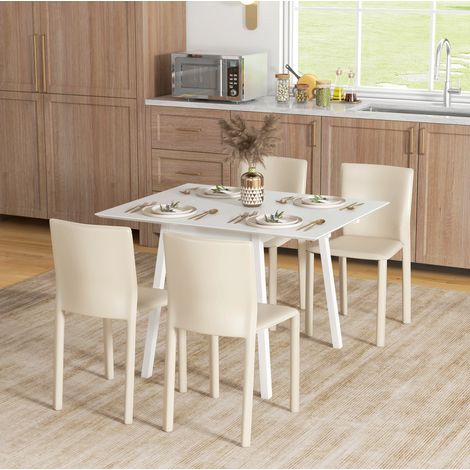 Tavolo da pranzo pieghevole 86x110x75 cm bianco in legno con design salvaspazio (1/5)