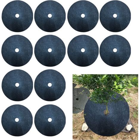 Tapis de paillage biodégradable 12 pièces – Disques de protection pour plantes en pot diamètre 15cm – Contrôle des mauvaises herbes (1/5)