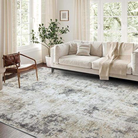 Tapis Salon Poil Ras Moderne Motif Geometrique,Tapis Chambre Moelleux Lavable,Paillasson Exterieur Entree Dessous antidérapant pour Cuisine Bain(Brun/Gris/Multicolore,200 x 300 cm) (1/5)
