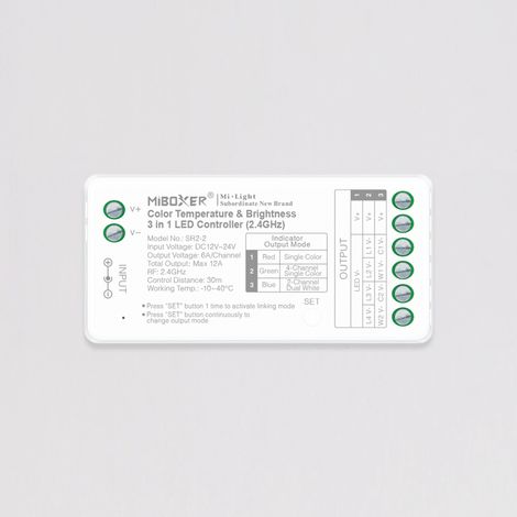 Controller per Striscia LED Monocolore/CCT 12-24 V MiBoxer SR2-2 Compatibile con Telecomando RF 4 (1/2)