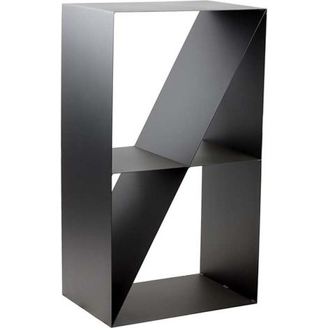 Range bûches en acier noir 4 compartiments – Dimensions 45x30x80 cm – Rangement esthétique pour bois de chauffage – Livré monté – Farmcook (1/5)