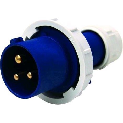 SPINA IEC 16A 2 POLI CON TERRA 220V IP67 BLU