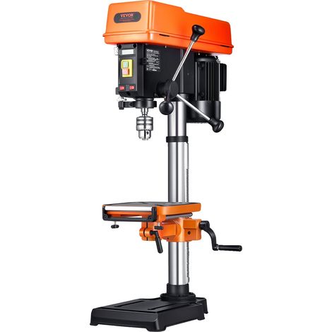 VEVOR 750W Säulenbohrmaschine, Drehzahlregelung 440–2580 U/min, Tischneigung 0–45°, Bohrtiefe 30,5 cm, Bohrleistung 16 mm, 750 W (1/2)