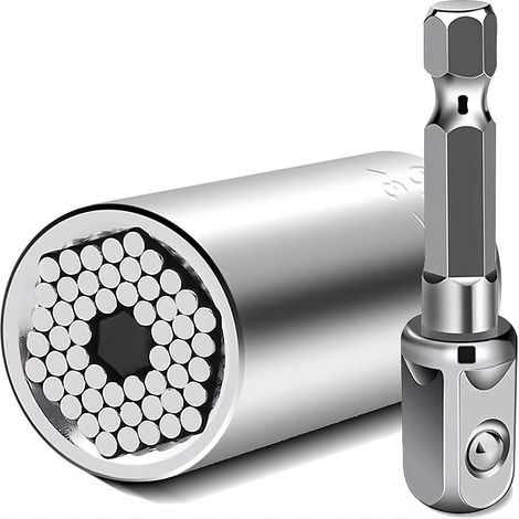 CSPARKV Llave de tubo universal Llave de tubo universal 7-19 mm Adaptador de accionamiento cuadrado de 1/4'' y 3/8'', para aflojar fácilmente tuercas, ganchos, pernos y más
