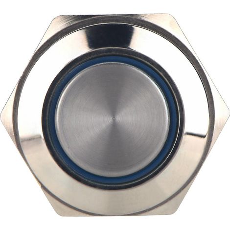 Lot de 3 interrupteurs à bouton-poussoir étanches en métal 250 V 16 mm avec anneau lumineux LED bleu (1/5)