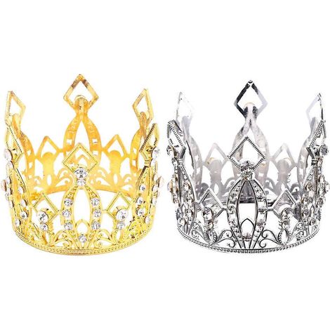 pièces de décorations dorées pour gâteaux d'anniversaire, thème royal, pour baby shower ou fête d'anniversaire-8X6X6CM-Silver (1/3)