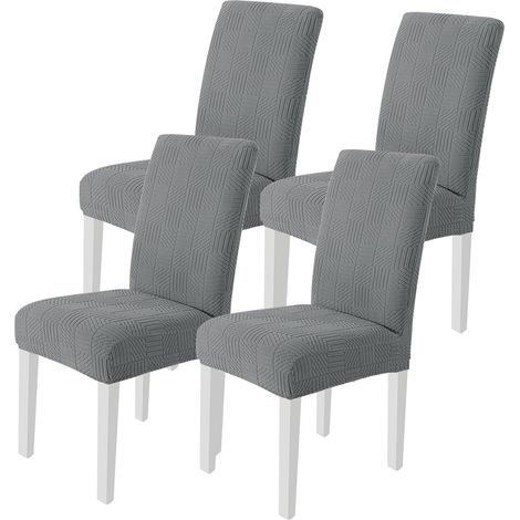 Housse De Chaise 4 Pièces, Housse Chaise Salle À Manger Moderne Élastique, Amovible Lavable Protection Chaise, Universel Housse pour Chaise Mariage, Gris Clair (1/5)