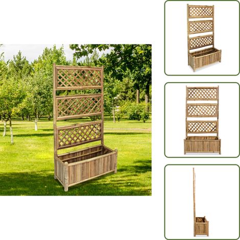 Lit surélevé de jardin avec treillis Bambou 70 cm - Jardinière En Bambou - Pot De Fleurs Surélevé - Bac À Plantation Vertical - Décoration Jardin - Plante Grimpante (1/5)