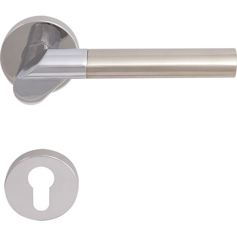 Poignée de Sevil espacement murale avec rosace PZ Cylindre profilé, finition de nickel mat, 1580–2220–2222, 1580.16 V.242.m