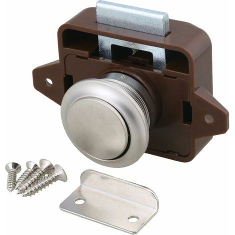 Loquet d'armoire à bouton-poussoir pour camping-car camping-car caravane marron argent (1/5)
