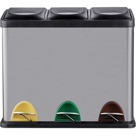 Cubo de basura de cocina, 3 compartimentos, 8 litros cada uno (1/5)