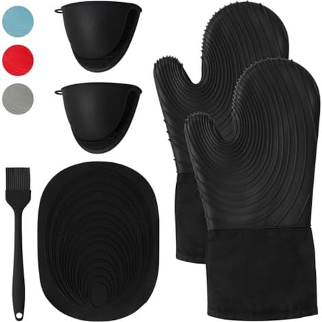 Maniques Cuisine Silicone Noir, Résistants à La Chaleur Jusqu'à 250℃ Gant Four, Manique, Gant Cuisine, Accessoires Cuisine (1/5)