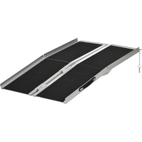 HOMCOM Rampa per Sedia a Rotelle Pieghevole in Alluminio Antiscivolo 122x73.5cm