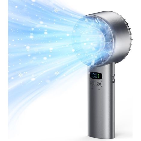 Ventilateur portatif avec mode refroidissement, moteur à turbine silencieux, affichage LED, peut être utilisé à l'intérieur et à l'extérieur (1/4)