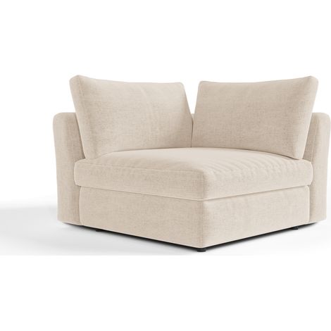 Module d'angle réversible en tissu tramé toucher doux beige (1/5)