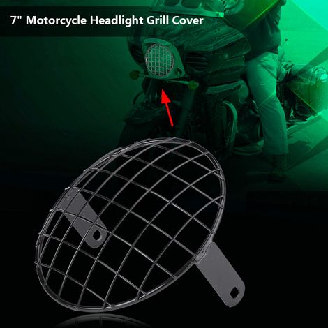 7-Zoll-Motorradscheinwerfergrill, universelle Seitenabdeckung aus Mesh, schwarz, kompatibel mit Cafe Racer und Custom-Motorrädern (1/5)