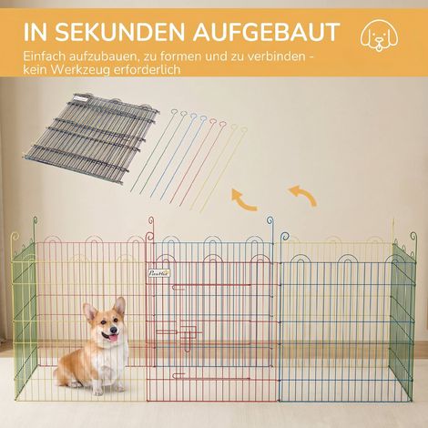 Enclos modulaire pour chiot, parc à verrouillage, acier coloré, Ø156x60H cm, design flexible (1/5)
