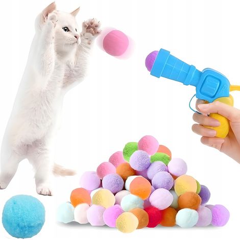 PISTOLA DE PELOTAS DE PELUCHE Juguete para gatos BOLAS 20 uds (1/5)