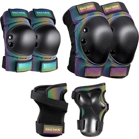 Ensemble d'équipement de protection pour enfants, comprenant des genouillères, des coudières et des protections pour patins à roulettes pour le skateboard, le patinage en ligne et le waveboard. (1/5)