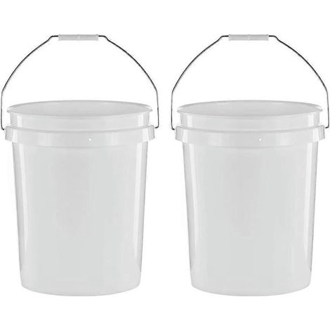 Seaux ronds de 5 gallons, seaux multi-usages en plastique blanc, lot de 2, avec poignée ergonomique, empilables et faciles à nettoyer - JBMEDIA (1/4)