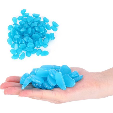 100 pierres lumineuses fluorescentes décoratives pour jardin, cour, intérieur, aquarium, paysage (bleu) (1/5)