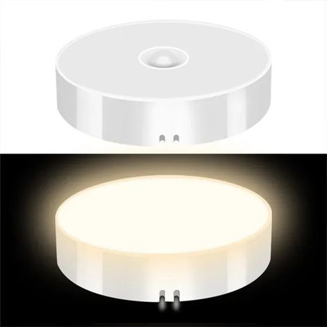Veilleuse à capteur de mouvement avec recharge USB, 10 ampoules LED, intensité réglable, haute capacité 1000 mAh, éclairage d'armoire/d'escalier (blanc chaud 3000 K) (1/5)
