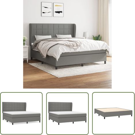 The Living Store Boxspringbett mit Matratze Dunkelgrau 160x200 cm Stoff - Boxspringbett - Doppelbett - Bettenrahmen - Lattenrost - Matratze (1/5)