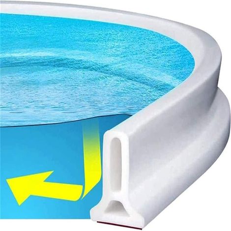 200CM Blanc Barriere De Douche Silicone,Seuil Douche Barrage d'eau Autocollante,Barre Anti Débordement Douche Italienne, Joint Barrière Porte Douche (1/5)