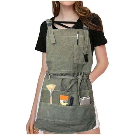 Tablier professionnel en toile 125,2 cm – 4 poches pratiques – Ajustable pour M-XXL – Résistant à la peinture et au jardinage (1/4)