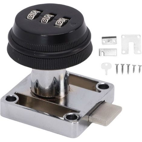 BelleRise – Nockenschloss – JFL138 Schwarz – 3-stelliger Zahlencode, zurücksetzbar – für Schränke, Schreibtische, Schubladen, 10–20 mm dick (1/5)