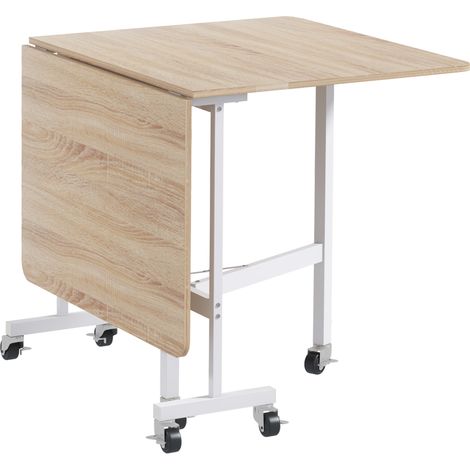 Table pliante pour 4-6 personnes, avec roulettes, cadre en acier, charge max 50 kg, table de cuisine en chêne pour cuisine et salle à manger .de (1/5)