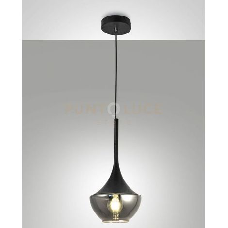 Lampada Sospensione Apollo Nera 1 Luce Design Moderno Altezza Regolabile Fabas