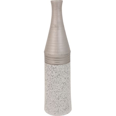 Jarrón de cerámica plateado 13,5x13,5x53