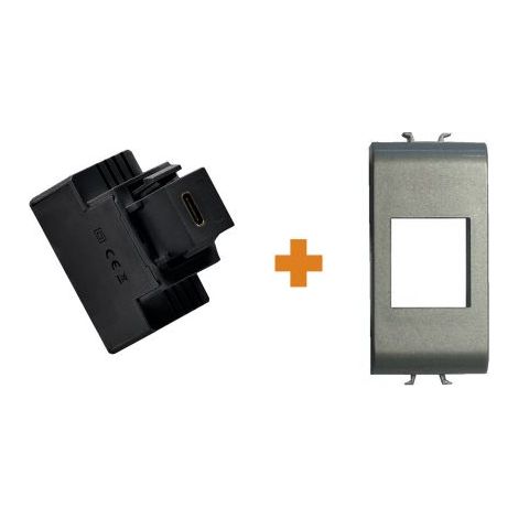Fanton caricatore 1 USB-C 3A Ricarica rapida 18W da incasso Gewiss chorus titanio - 82902