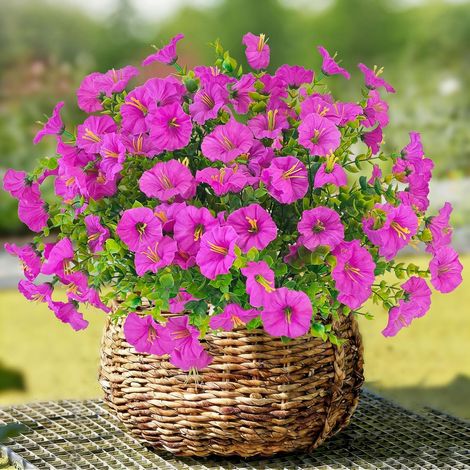 Décoration avec fleurs artificielles, bouquet de 6 tiges, moringa artistique, plantes artificielles résistantes aux UV pour l'extérieur, adaptées pour la décoration de la maison, du jardin, du balcon 