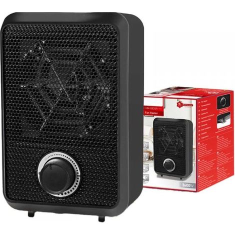 Mini Termoventilatore Elettrico 600W Termostato Regolabile con Protezione Anti Surriscaldamento Colore Nero