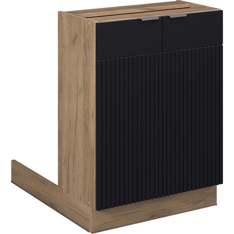 Isola cucina Fame-Line, Nero rigato, 60 cm senza piano di lavoro, Vicco