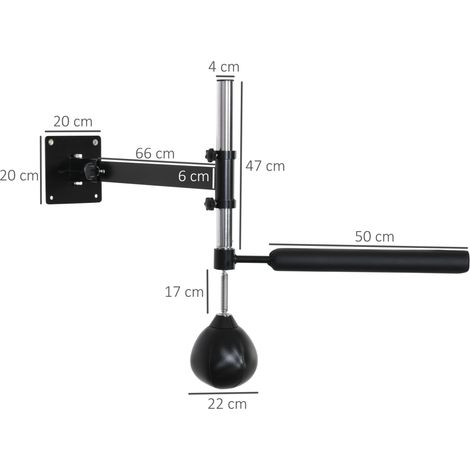 Support de boxe avec speedball et fixation murale, pliable, réglable en hauteur, noir HAVRYA (1/5)