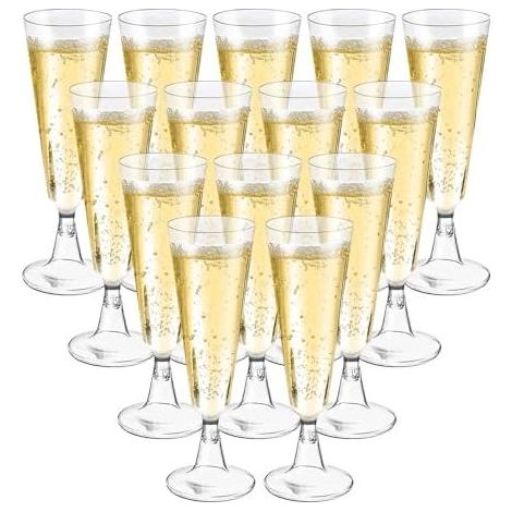 50 Pièces Flûtes à Champagne Transparent, Verres à Champagne en Plastique Élégantes Reutilisables, 160ml Gobelet Verre à Bière Vin Cocktail pour Fêtes, Mariages, Noël (1/5)