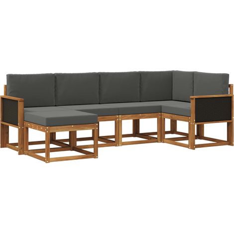 Outdoor Sofa Set 6 pcs Natural and Anthracite Solid Acacia Wood vidaXL