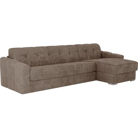 Divano letto angolare express Tessuto testurizzato Tortora Posto letto 160cm Materasso 22cm memory foam - DARIELO