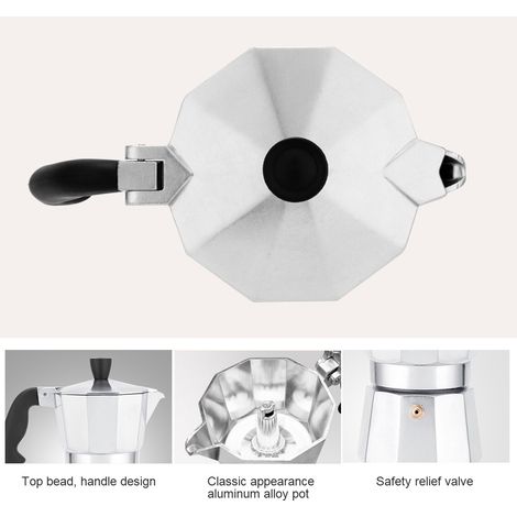 Cafetière à espresso en aluminium 150/300ML, cafetière italienne métallique pour café moulu, pot à café robuste (1/5)