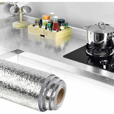 Cuisine autocollants auto-adhésifs cuisine feuille d'aluminium autocollants huile preuve étanche cuisinière autocollant (40cm3m) (1/5)